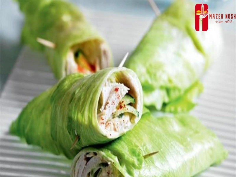 مینی ساندویچ کاهو و هوموس _ فینگر فود رژیمی بدون نان